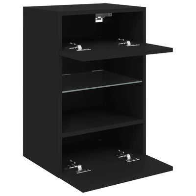 TV-seinäkaapit LED-valoilla 2 kpl musta 40x30x60,5 cm