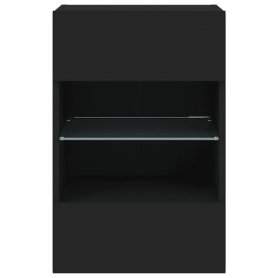 TV-seinäkaapit LED-valoilla 2 kpl musta 40x30x60,5 cm