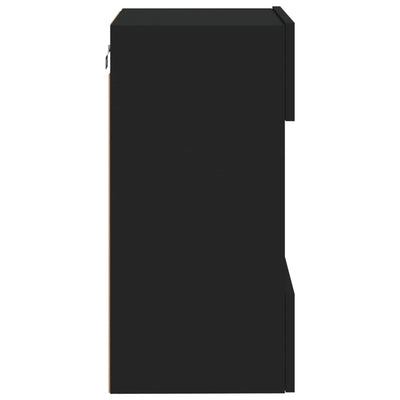 TV-seinäkaapit LED-valoilla 2 kpl musta 40x30x60,5 cm