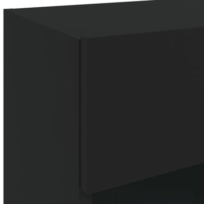 TV-seinäkaapit LED-valoilla 2 kpl musta 40x30x60,5 cm