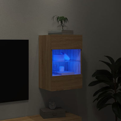 TV-seinäkaappi LED-valoilla Sonoma-tammi 40x30x60,5 cm