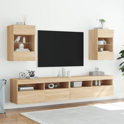 TV-seinäkaappi LED-valoilla Sonoma-tammi 40x30x60,5 cm