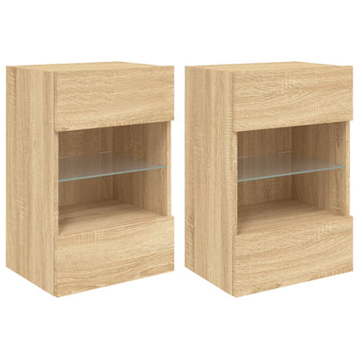 TV-seinäkaapit LED-valoilla 2 kpl Sonoma-tammi 40x30x60,5 cm