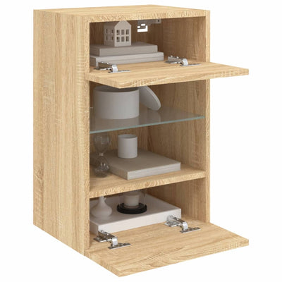 TV-seinäkaapit LED-valoilla 2 kpl Sonoma-tammi 40x30x60,5 cm