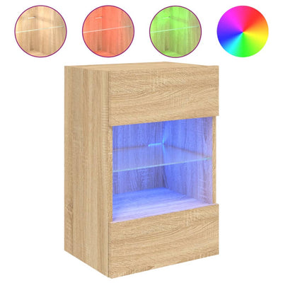 TV-seinäkaapit LED-valoilla 2 kpl Sonoma-tammi 40x30x60,5 cm