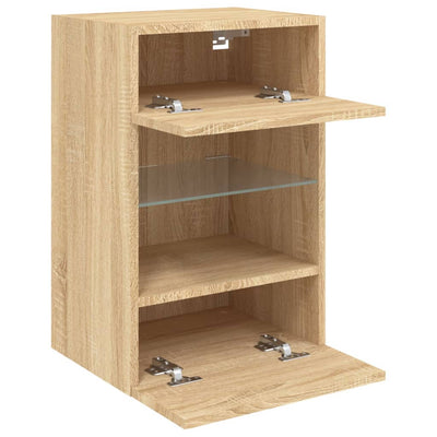 TV-seinäkaapit LED-valoilla 2 kpl Sonoma-tammi 40x30x60,5 cm