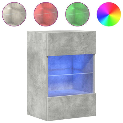 Betoninharmaa tv-seinäkaapit led-valoilla Francisqui 40x30x60,5cm (2 kpl)