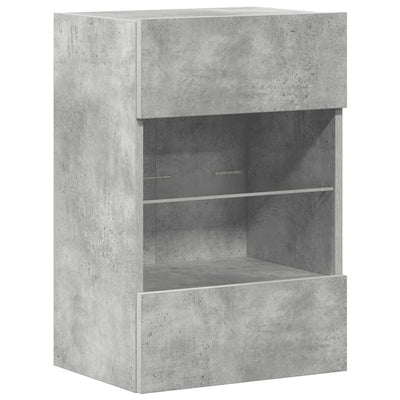 Betoninharmaa tv-seinäkaapit led-valoilla Francisqui 40x30x60,5cm (2 kpl)