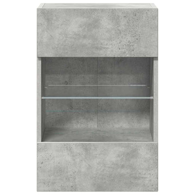 Betoninharmaa tv-seinäkaapit led-valoilla Francisqui 40x30x60,5cm (2 kpl)