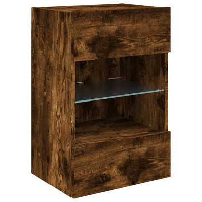 TV-seinäkaappi LED-valoilla savutammi 40x30x60,5 cm