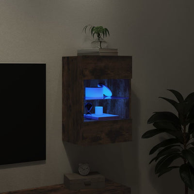 TV-seinäkaappi LED-valoilla savutammi 40x30x60,5 cm