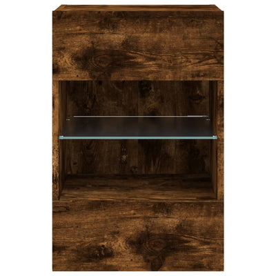 TV-seinäkaappi LED-valoilla savutammi 40x30x60,5 cm