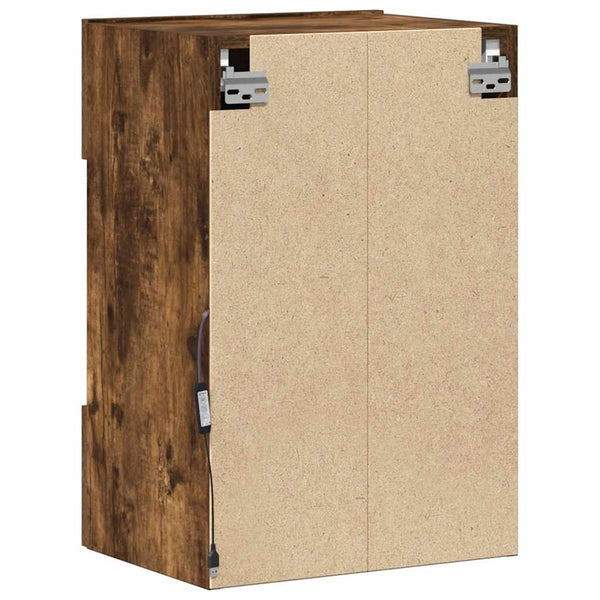 Seinäkaapit LED-valoilla televisiolle 2 kpl savutammi 40x30x60,5 cm