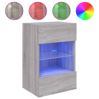 TV-seinäkaappi LED-valoilla harmaa Sonoma 40x30x60,5 cm