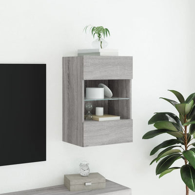 TV-seinäkaappi LED-valoilla harmaa Sonoma 40x30x60,5 cm