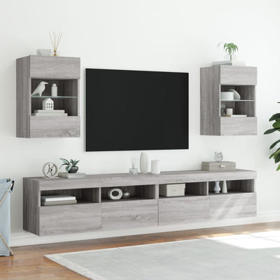 TV-seinäkaappi LED-valoilla harmaa Sonoma 40x30x60,5 cm