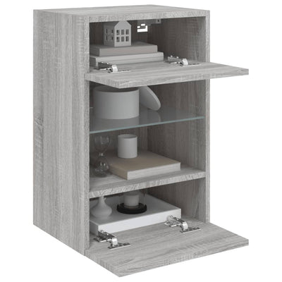 TV-seinäkaappi LED-valoilla harmaa Sonoma 40x30x60,5 cm