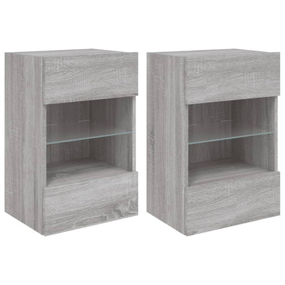 TV-seinäkaapit LED-valoilla 2 kpl harmaa Sonoma 40x30x60,5 cm