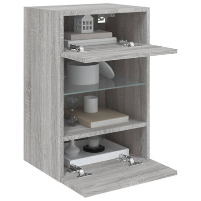 TV-seinäkaapit LED-valoilla 2 kpl harmaa Sonoma 40x30x60,5 cm