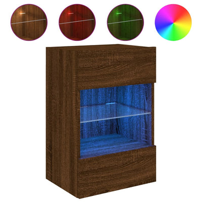 TV-seinäkaappi LED-valoilla ruskea tammi 40x30x60,5 cm