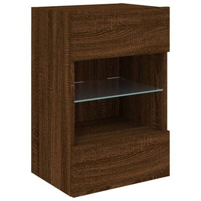 TV-seinäkaappi LED-valoilla ruskea tammi 40x30x60,5 cm