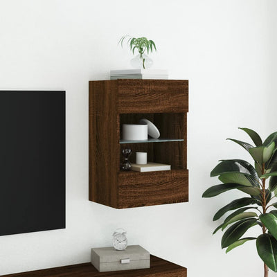 TV-seinäkaappi LED-valoilla ruskea tammi 40x30x60,5 cm
