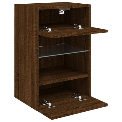 TV-seinäkaappi LED-valoilla ruskea tammi 40x30x60,5 cm
