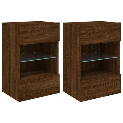 TV-seinäkaapit LED-valoilla 2 kpl ruskea tammi 40x30x60,5 cm