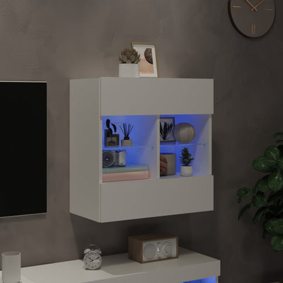 TV-seinäkaappi LED-valoilla valkoinen 58,5x30x60,5 cm