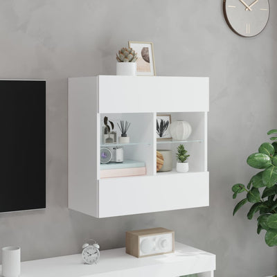 TV-seinäkaappi LED-valoilla valkoinen 58,5x30x60,5 cm
