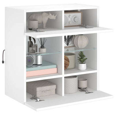 TV-seinäkaappi LED-valoilla valkoinen 58,5x30x60,5 cm