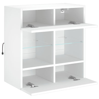 TV-seinäkaappi LED-valoilla valkoinen 58,5x30x60,5 cm