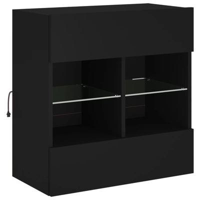 TV-seinäkaappi LED-valoilla musta 58,5x30x60,5 cm