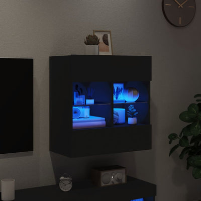 TV-seinäkaappi LED-valoilla musta 58,5x30x60,5 cm
