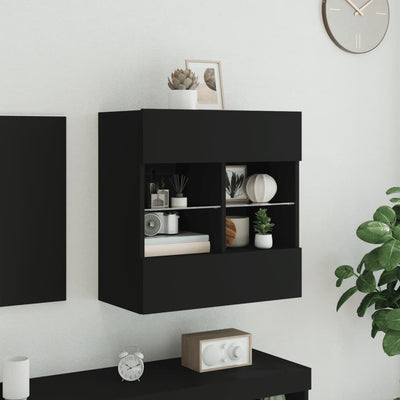 TV-seinäkaappi LED-valoilla musta 58,5x30x60,5 cm