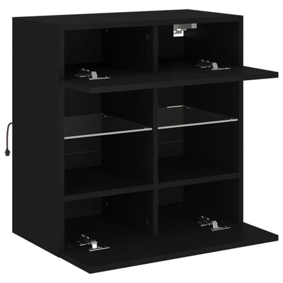 TV-seinäkaappi LED-valoilla musta 58,5x30x60,5 cm