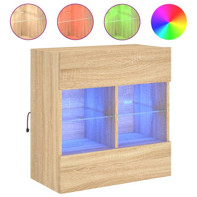 TV-seinäkaappi LED-valoilla Sonoma-tammi 58,5x30x60,5 cm