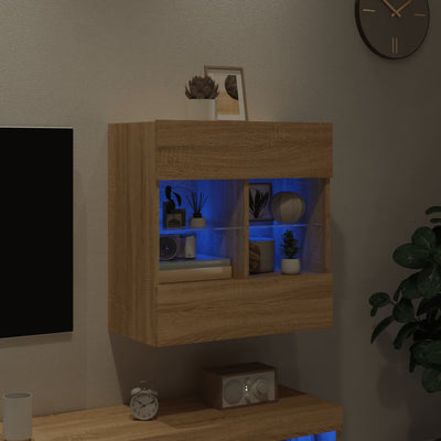 TV-seinäkaappi LED-valoilla Sonoma-tammi 58,5x30x60,5 cm