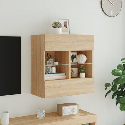 TV-seinäkaappi LED-valoilla Sonoma-tammi 58,5x30x60,5 cm
