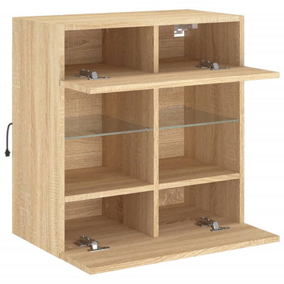 TV-seinäkaappi LED-valoilla Sonoma-tammi 58,5x30x60,5 cm