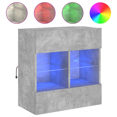 TV-seinäkaappi LED-valoilla betoninharmaa 58,5x30x60,5 cm