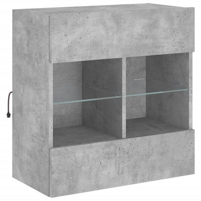 TV-seinäkaappi LED-valoilla betoninharmaa 58,5x30x60,5 cm