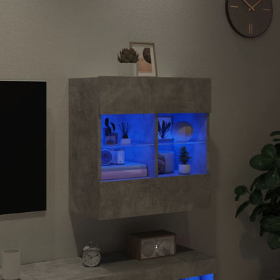 TV-seinäkaappi LED-valoilla betoninharmaa 58,5x30x60,5 cm