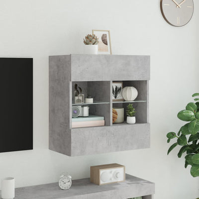 TV-seinäkaappi LED-valoilla betoninharmaa 58,5x30x60,5 cm