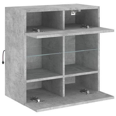 TV-seinäkaappi LED-valoilla betoninharmaa 58,5x30x60,5 cm