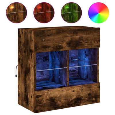 TV-seinäkaappi LED-valoilla savutammi 58,5x30x60,5 cm
