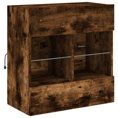 TV-seinäkaappi LED-valoilla savutammi 58,5x30x60,5 cm