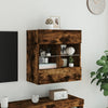 TV-seinäkaappi LED-valoilla savutammi 58,5x30x60,5 cm