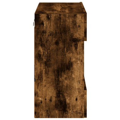 TV-seinäkaappi LED-valoilla savutammi 58,5x30x60,5 cm