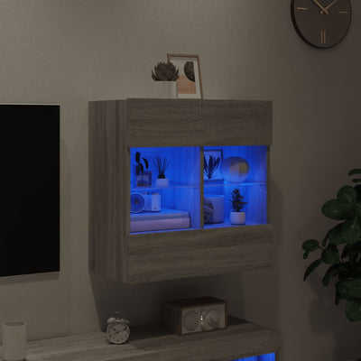 TV-seinäkaappi LED-valoilla harmaa Sonoma 58,5x30x60,5 cm